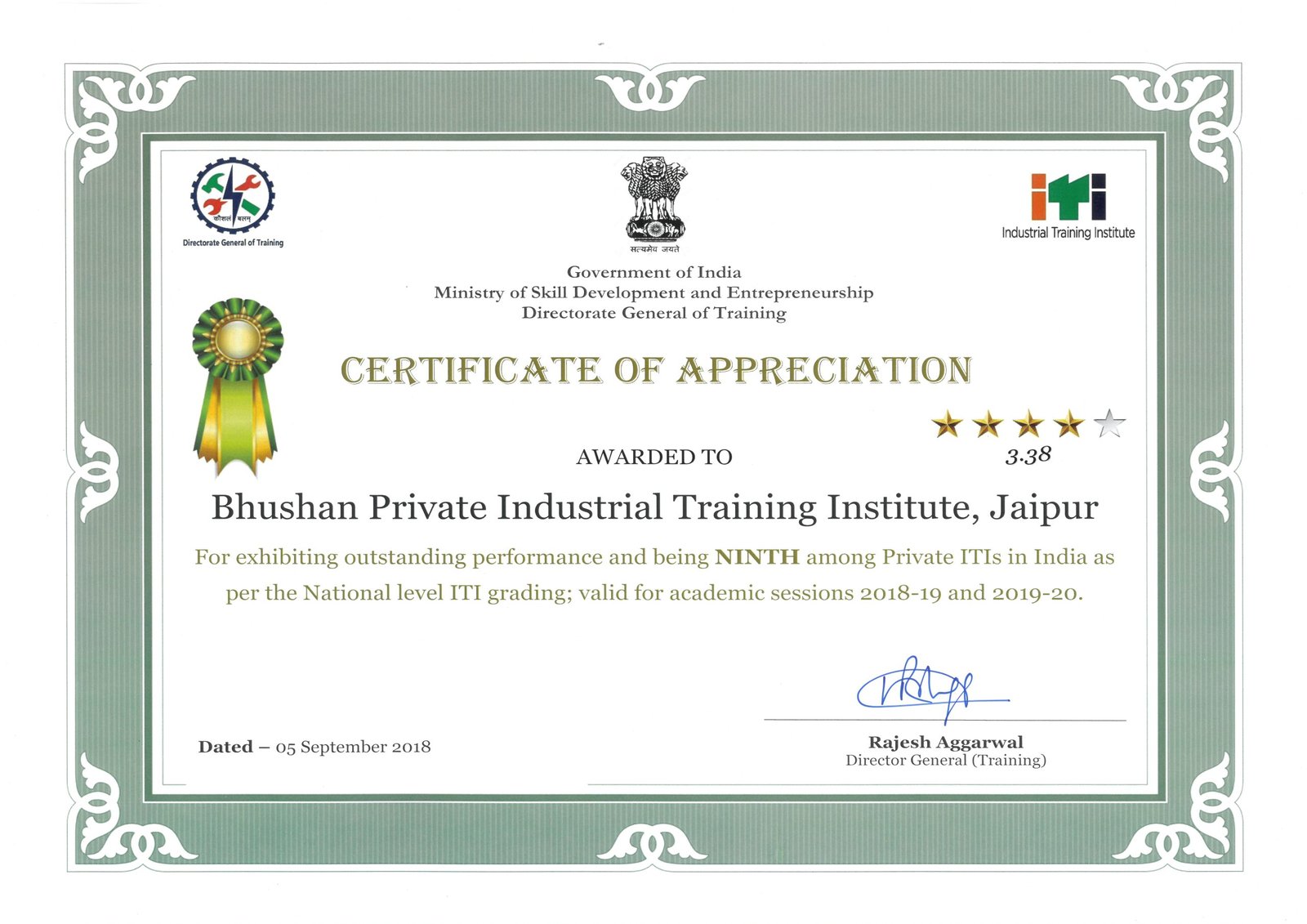 9th Rank Certificate