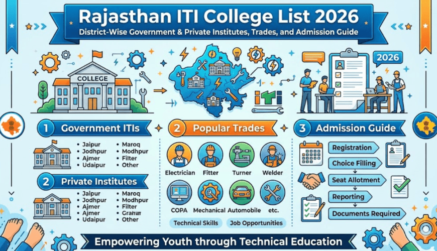 Rajasthan ITI College List 2026: District-Wise Government & Private Institutes, Trades, and Admission Guide